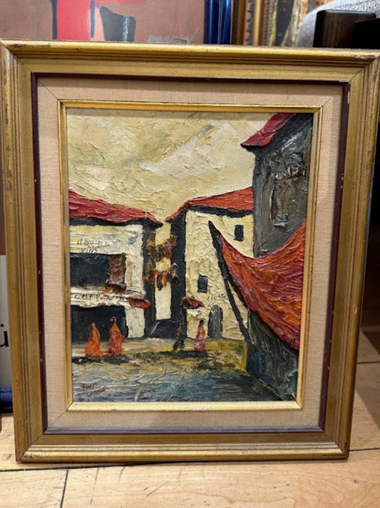 Homer Costello Street Scene Oil Painting 1950