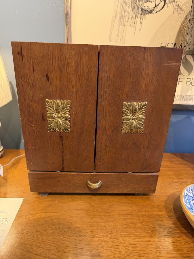Mid-Century Modern Wood Mini Bar Cabinet Set