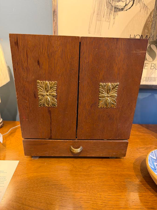 Mid-Century Modern Wood Mini Bar Cabinet Set