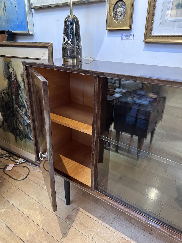 European Sliding Glass Credenza