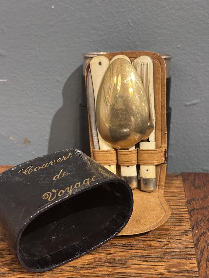 French Campaign Set w/ Cup in Leather Case