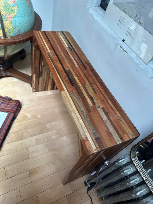 Narrow Striped Wood Console