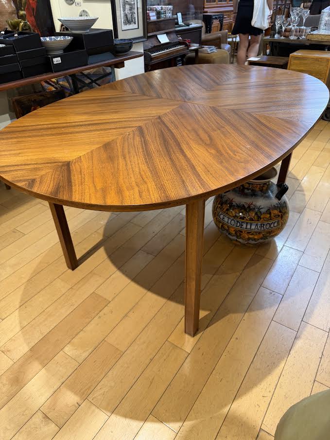 Oval Walnut Dining Table with 2 Leaves