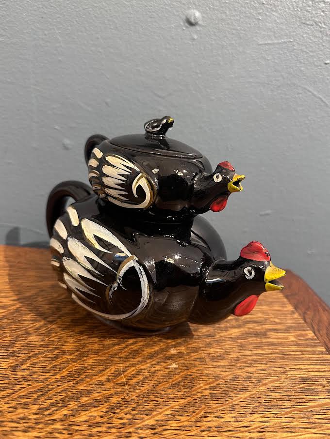 Ceramic Chicken Stacked Tea Pot and Creamer Set