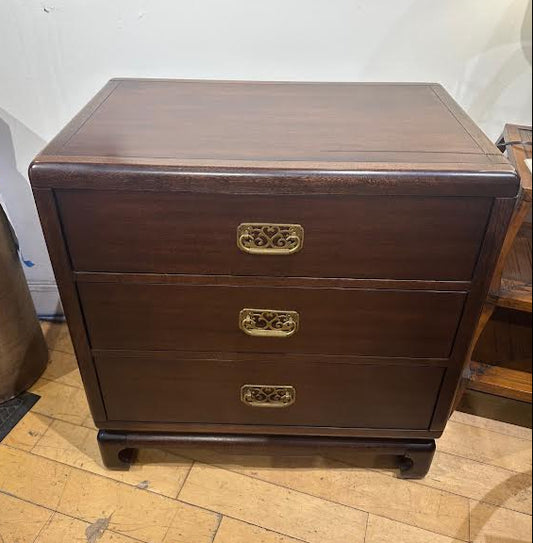 3 Drawer Bernhardt Campaign Style Dresser w/ Scratched Top