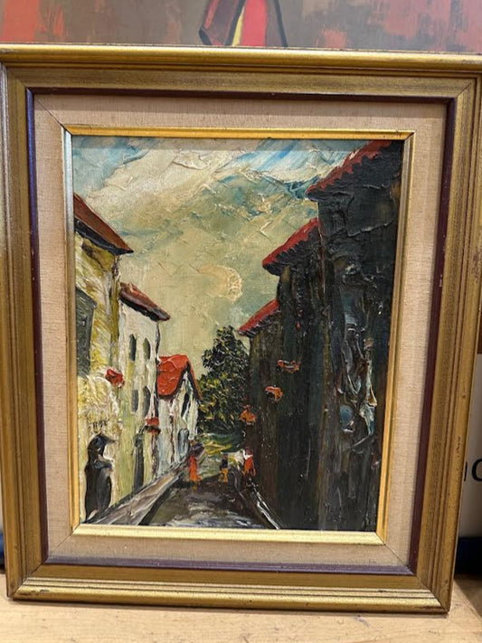 Homer Costello Street Scene Oil Painting 1950