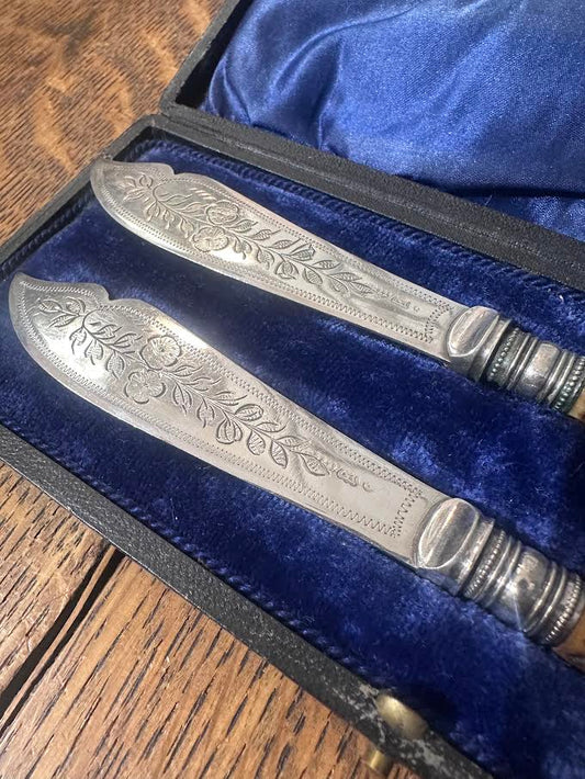 Boxed Vintage Horn Knife Set