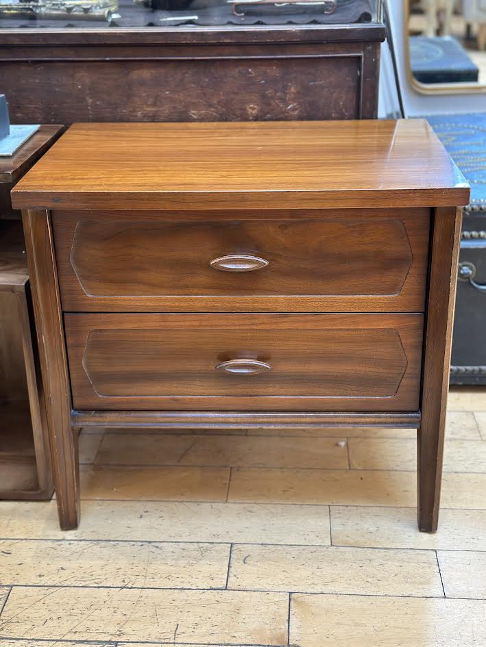 Walnut 2 Drawer Side Table