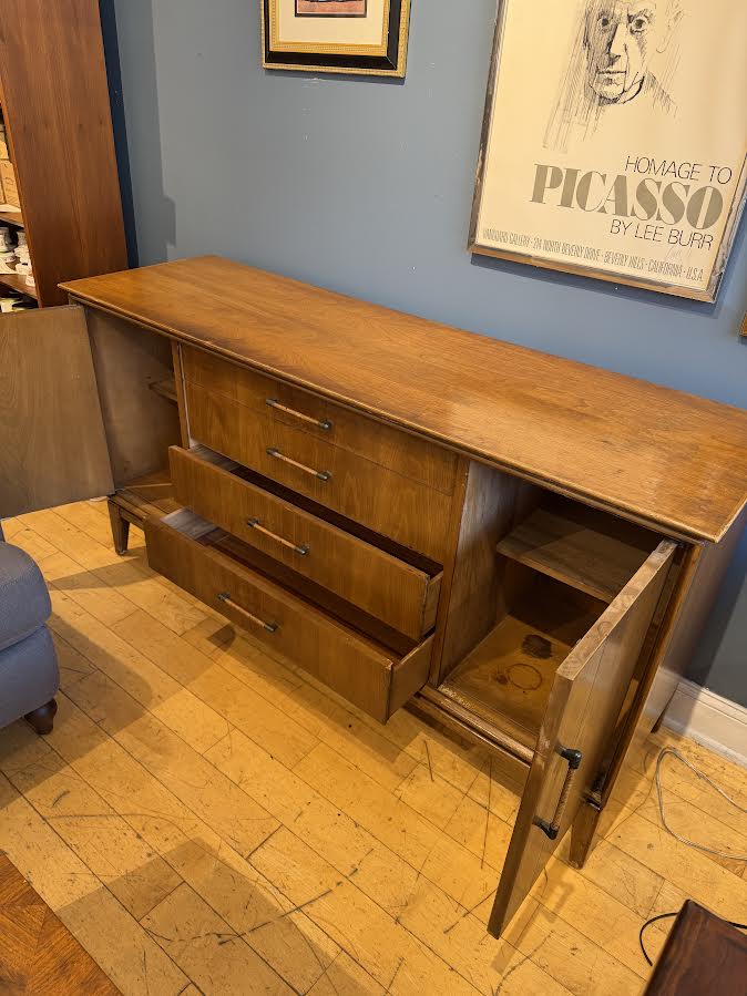 Vintage Walnut Sideboard Credenza | Console