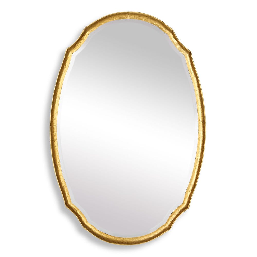 Oval Hammered Gold Mirror