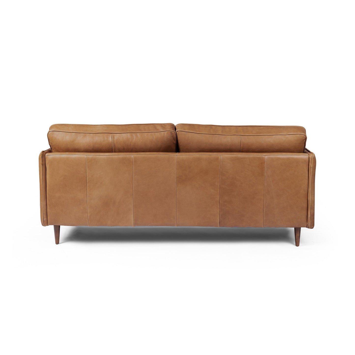 Two Cushion Leather Sofa with Tapered Beech Wood Legs