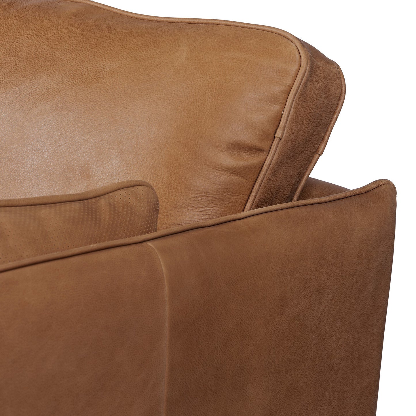 Two Cushion Leather Sofa with Tapered Beech Wood Legs