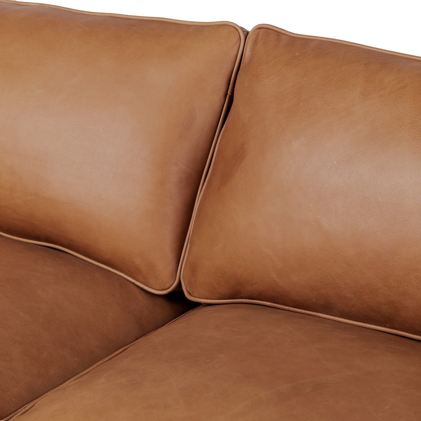 Two Cushion Leather Sofa with Tapered Beech Wood Legs