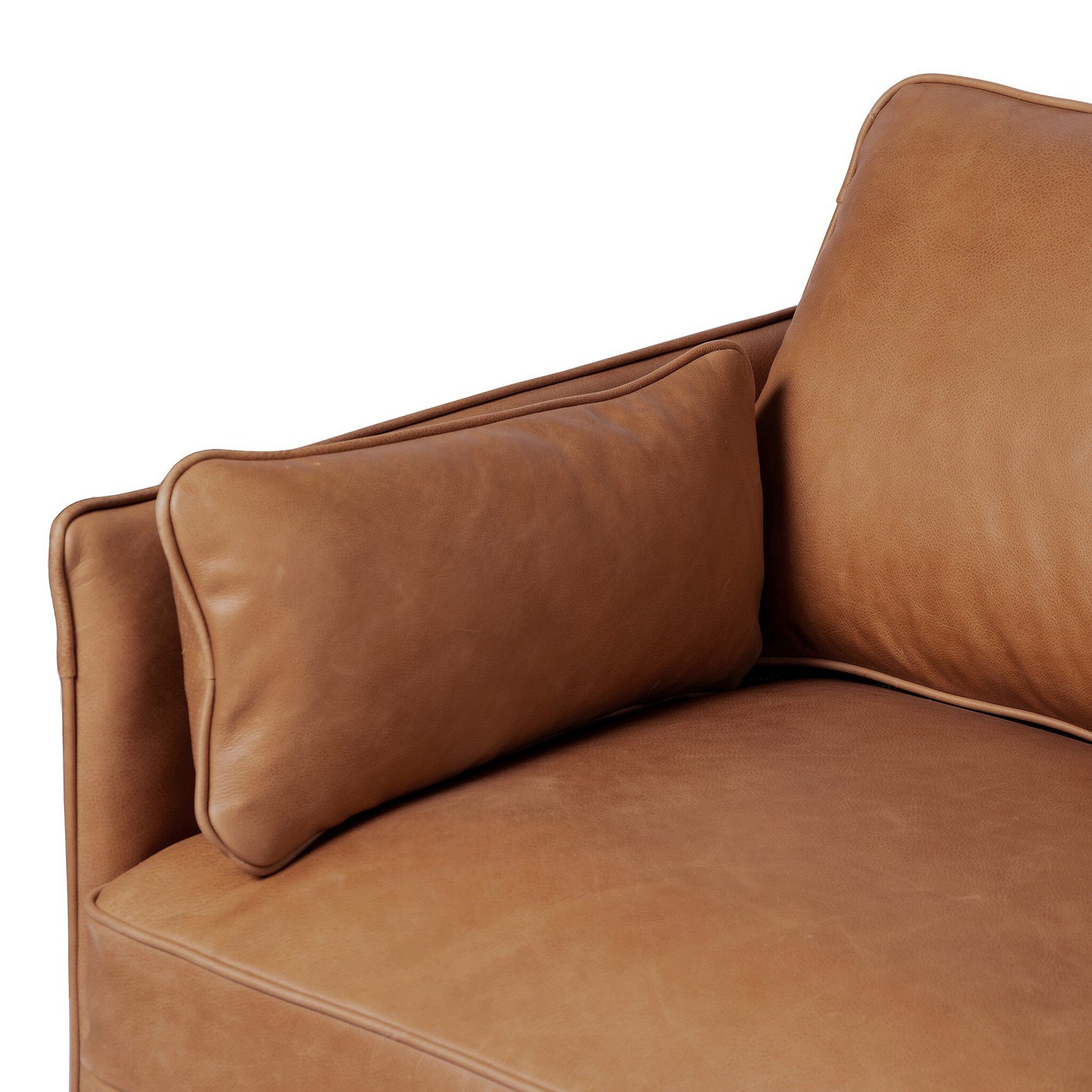 Two Cushion Leather Sofa with Tapered Beech Wood Legs
