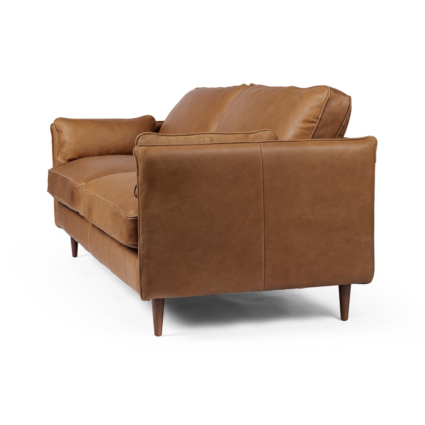 Two Cushion Leather Sofa with Tapered Beech Wood Legs