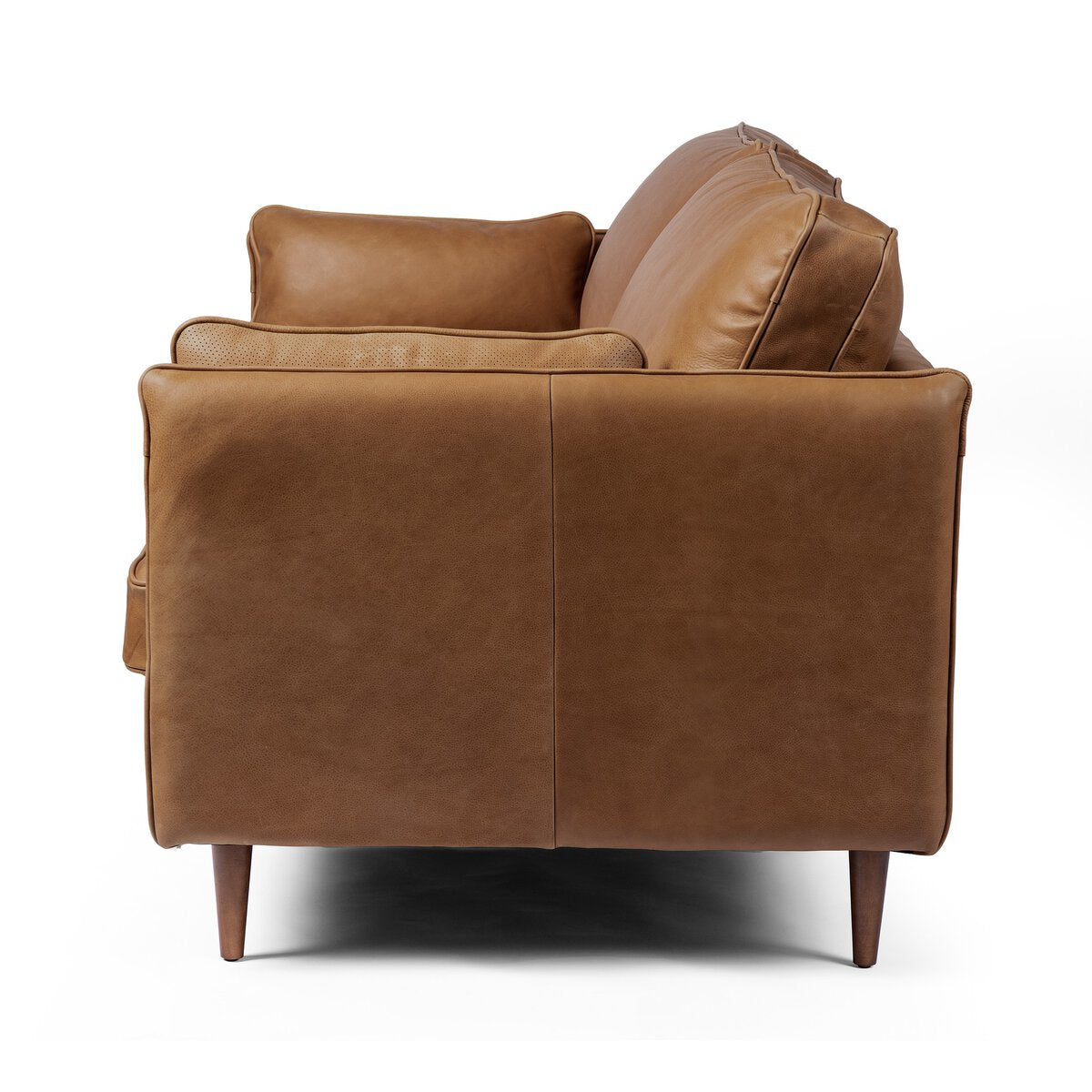 Two Cushion Leather Sofa with Tapered Beech Wood Legs