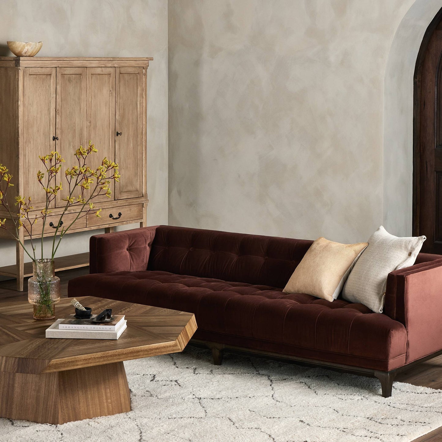 Tufted Sofa with Parawood Base