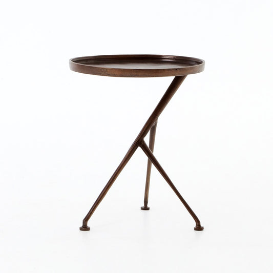 Asymmetrical Tripod Side Table- Rust