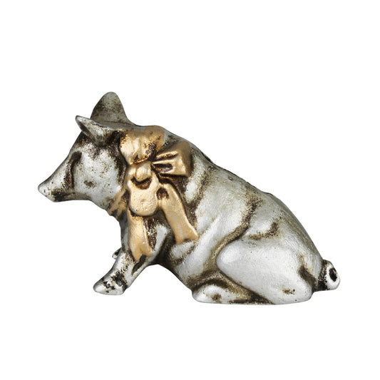 Pig with Ribbon Cast Iron Piggy Bank