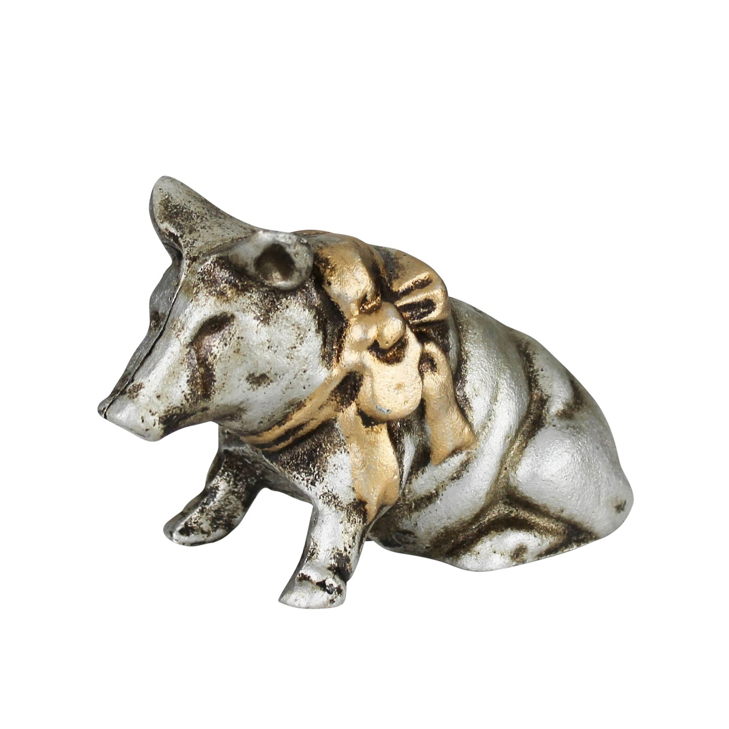 Pig with Ribbon Cast Iron Piggy Bank