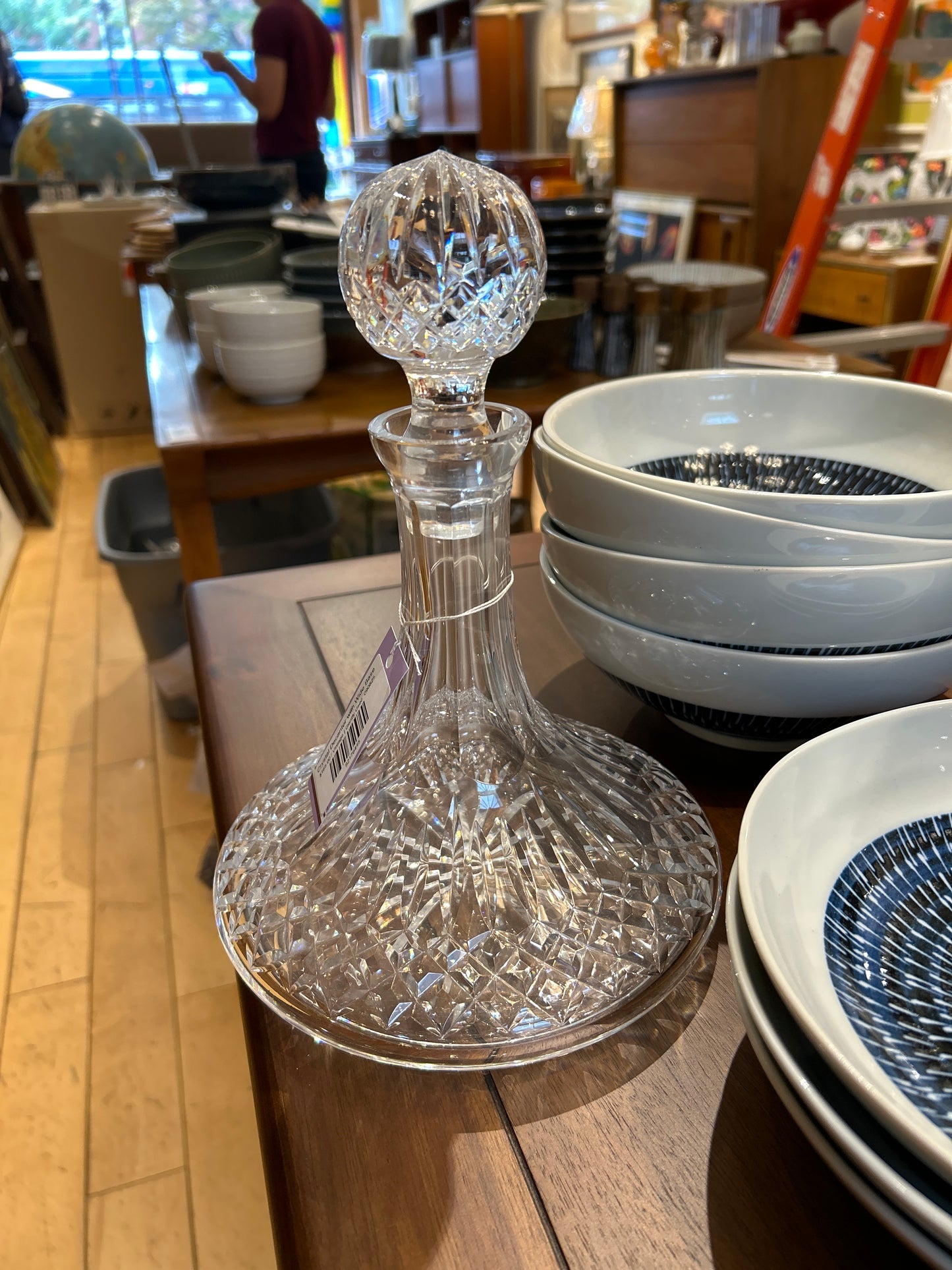 Crystal Decanter with Wide Base