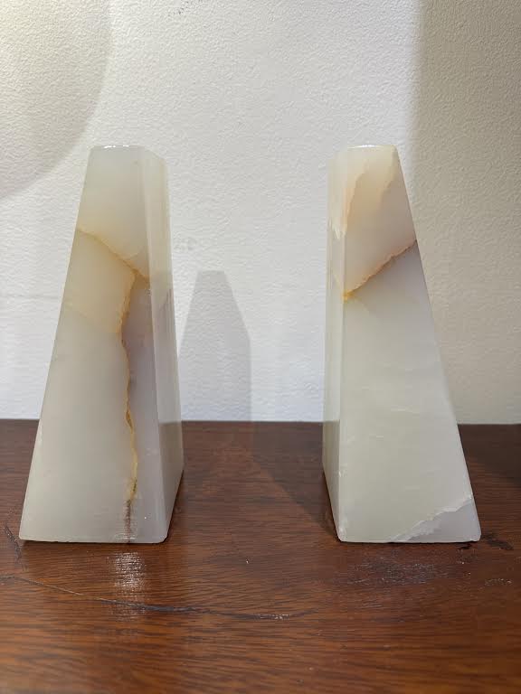 Pair of Stone Angled Alabaster Bookends