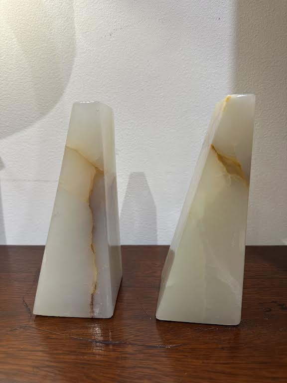 Pair of Stone Angled Alabaster Bookends