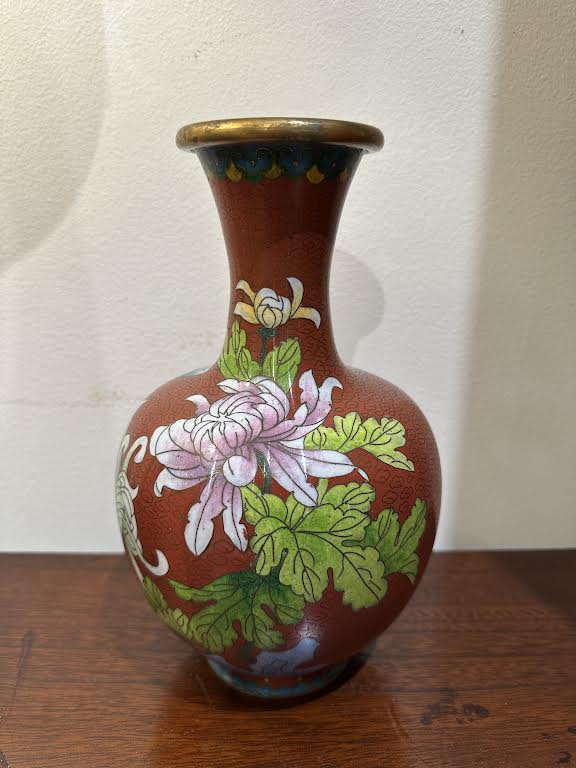 Red Floral Cloisonne Vase