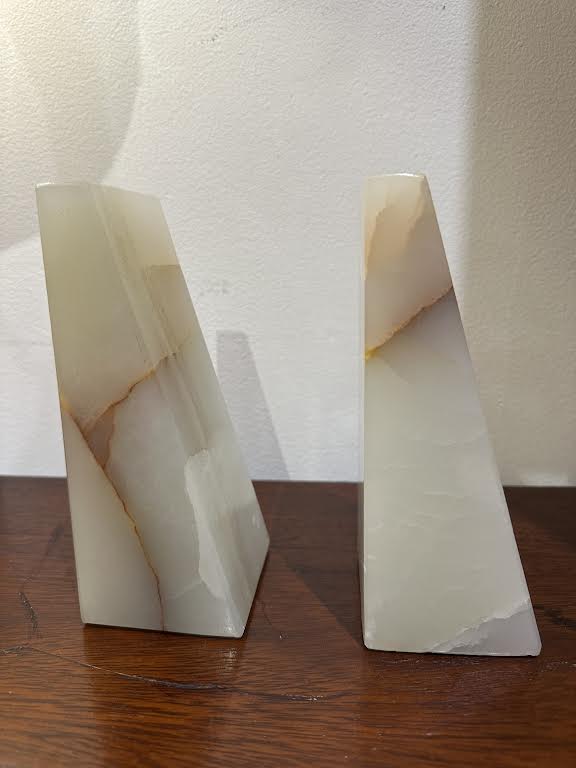 Pair of Stone Angled Alabaster Bookends