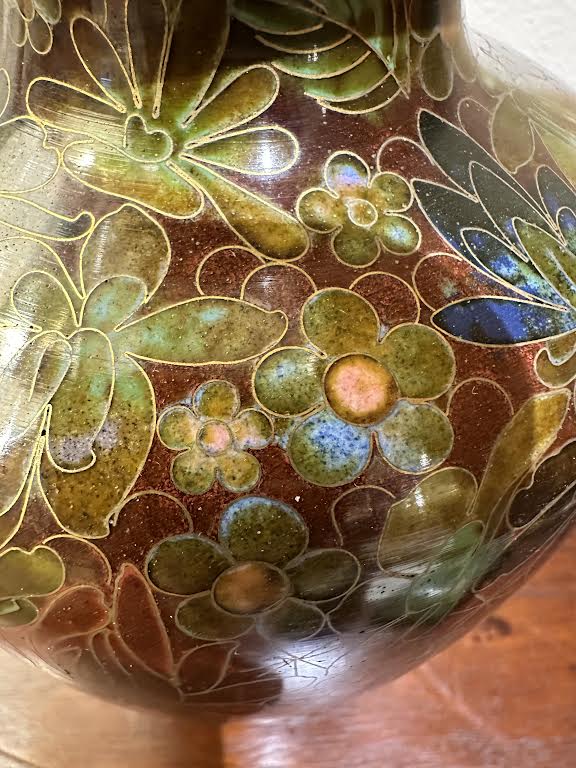 Gold Floral Cloisonne Vase