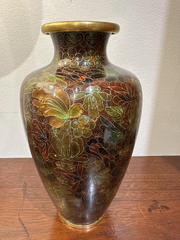 Gold Floral Cloisonne Vase