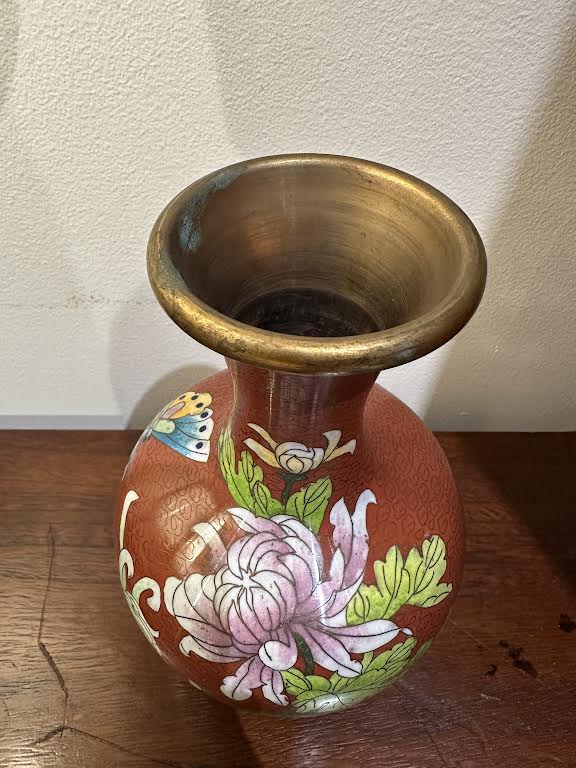 Red Floral Cloisonne Vase