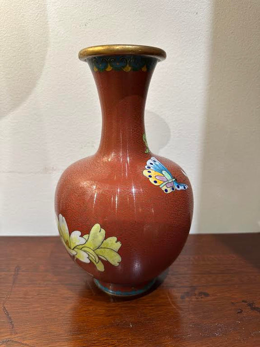 Red Floral Cloisonne Vase