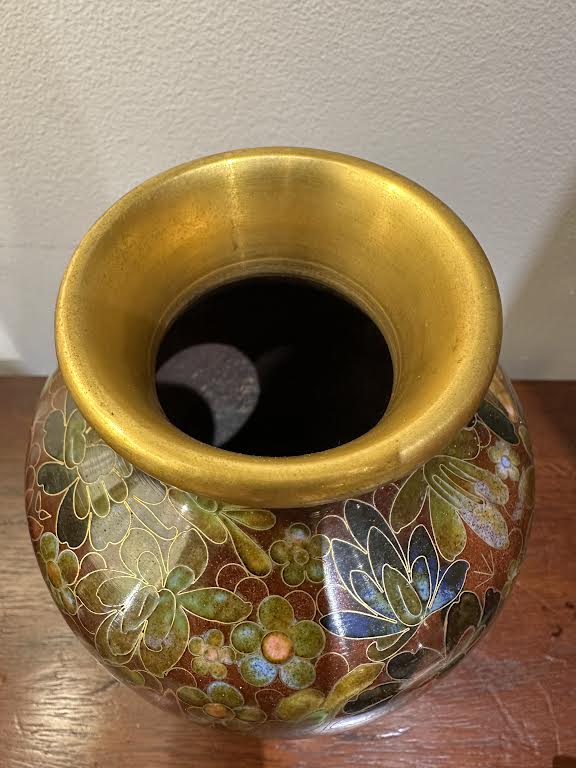 Gold Floral Cloisonne Vase