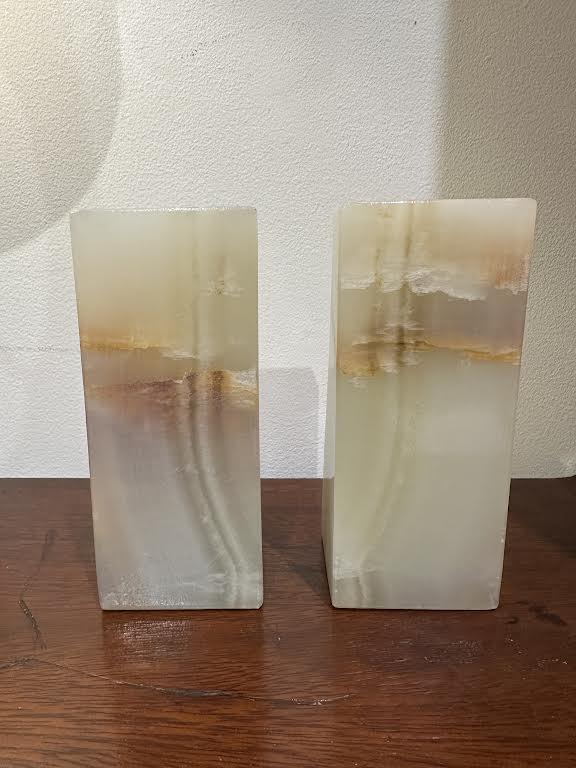 Pair of Stone Angled Alabaster Bookends