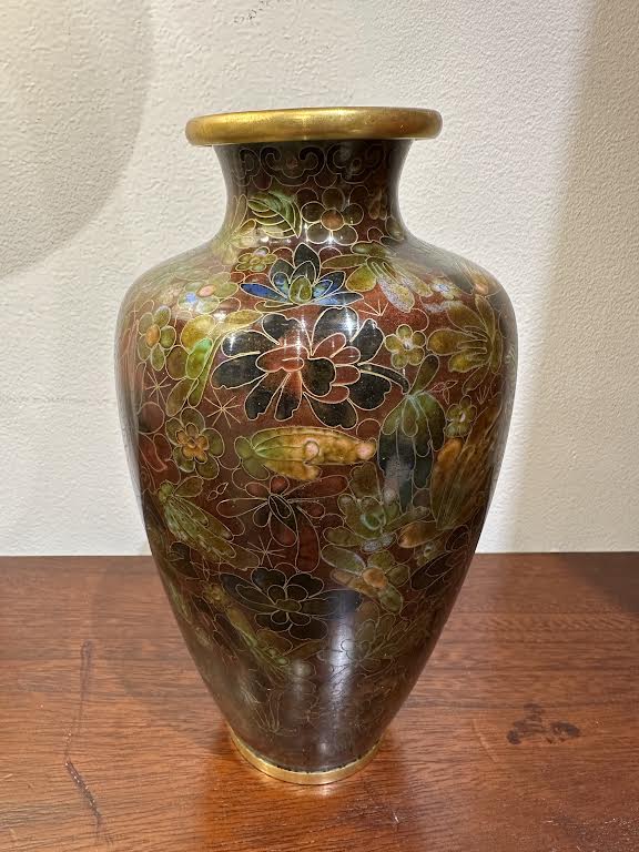 Gold Floral Cloisonne Vase