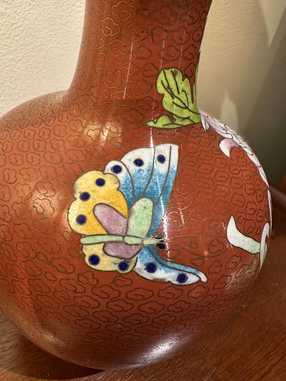 Red Floral Cloisonne Vase