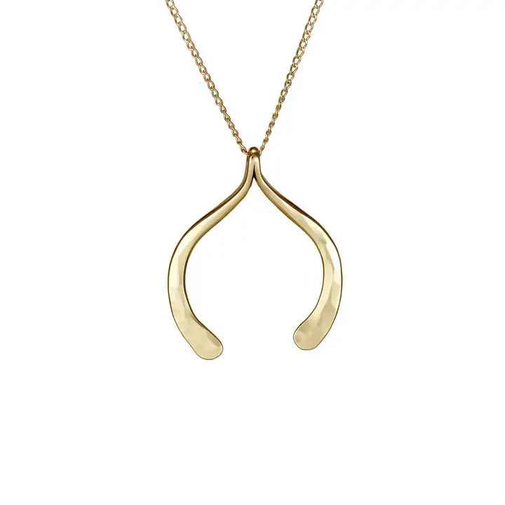 Wishbone Brass Necklace