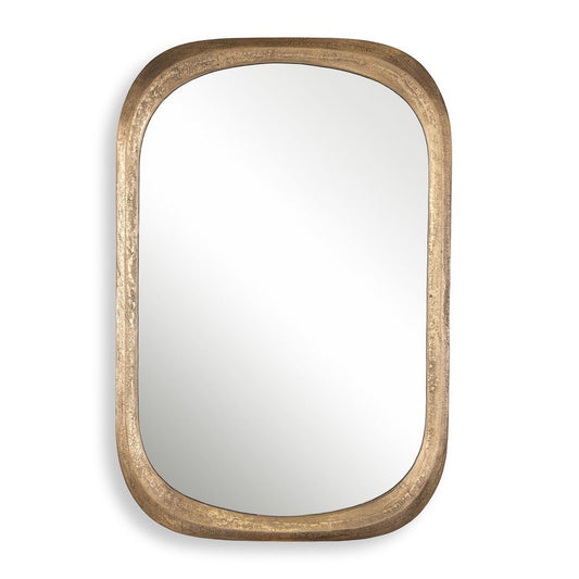 Textured Brass Mirror with Rounded Corners