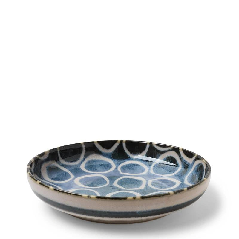 Rustic White Circles 7.75" Shallow Bowl
