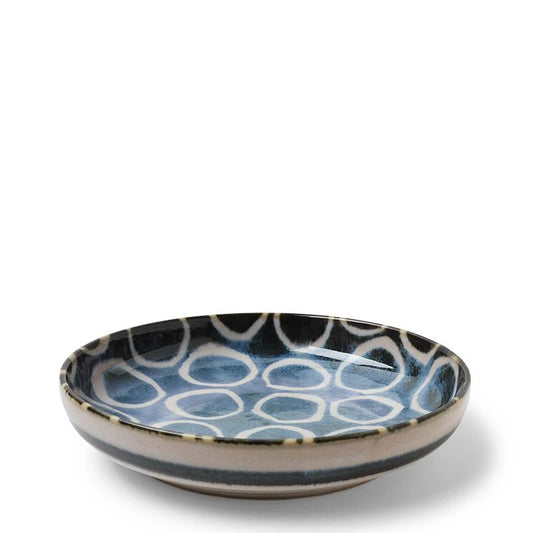 Rustic White Circles 7.75" Shallow Bowl