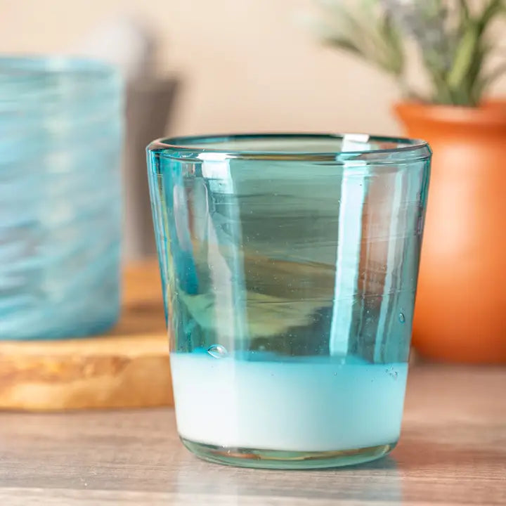 Set of 4 Aqua Mexican Handblown Glasses