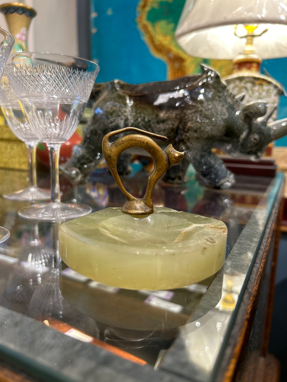 Vintage Cat Tray (Onyx & Brass)