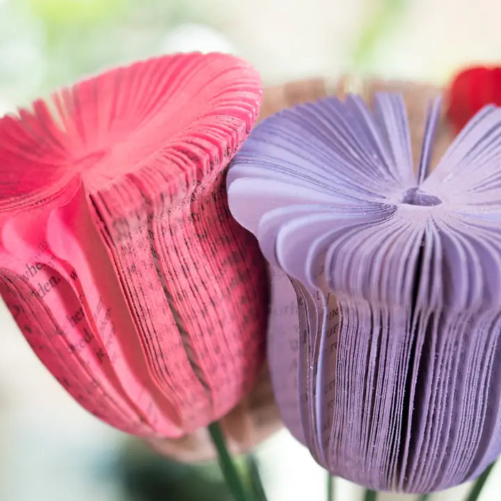 Used Book Paper Bell Flower  Stems