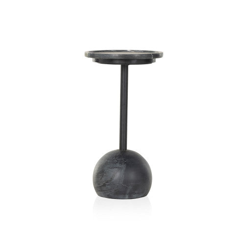 Marble and Iron Round Base Accent Table
