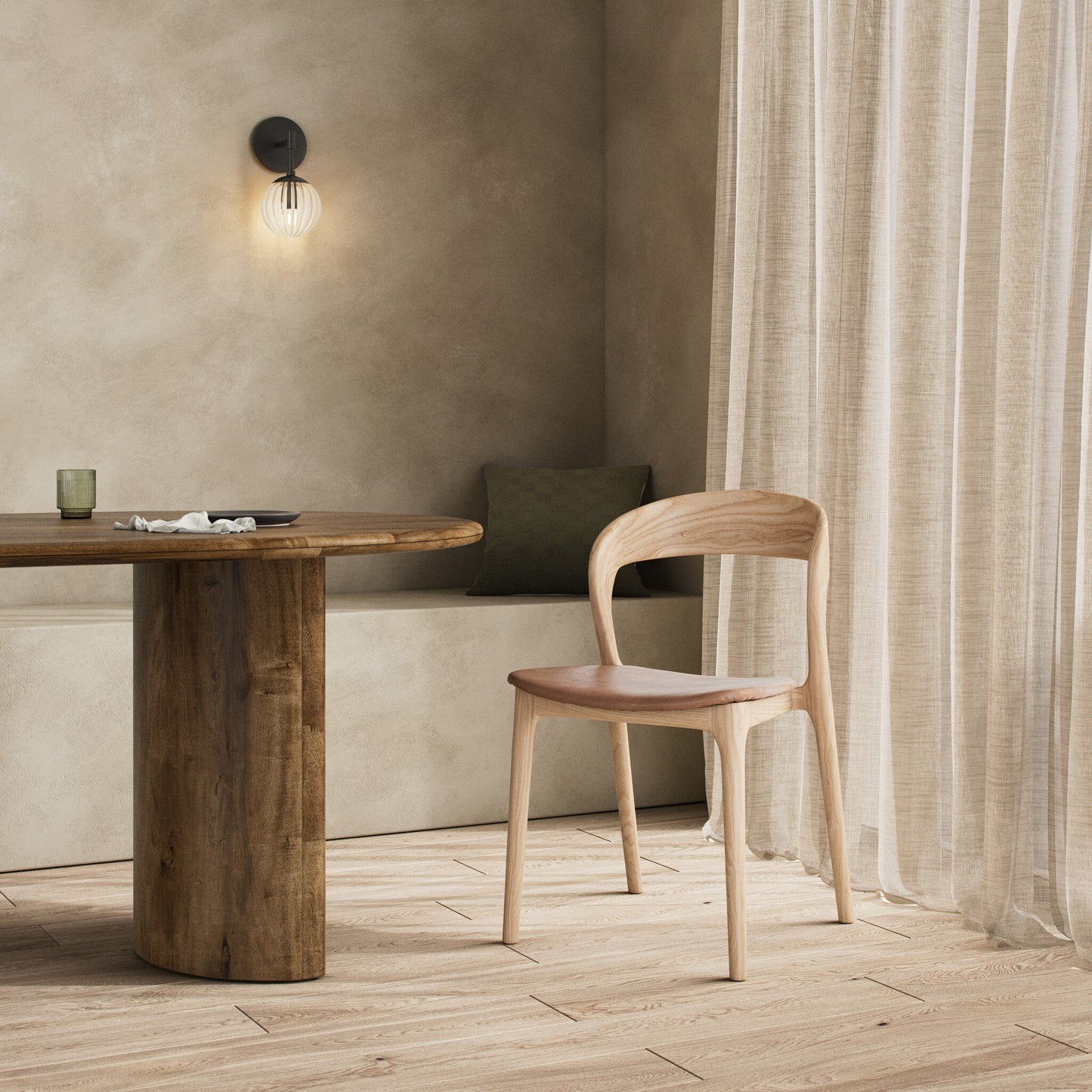 Sonoma Ash Wood and Leather Dining Chair
