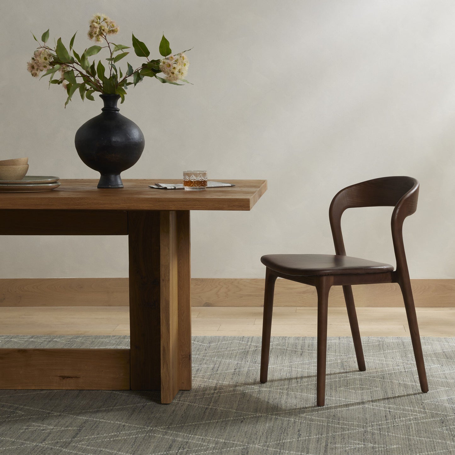 Sonoma Ash Wood and Leather Dining Chair