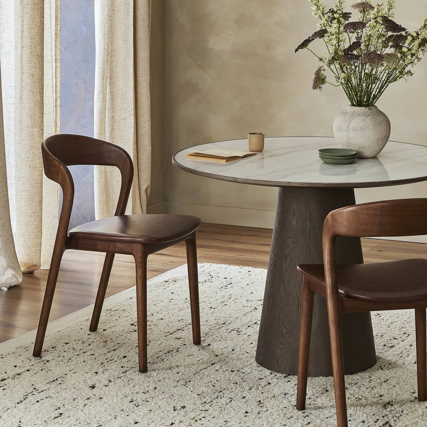Sonoma Ash Wood and Leather Dining Chair