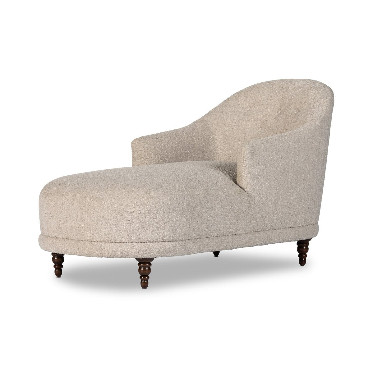 Tufted Chaise with Turned Wood Legs