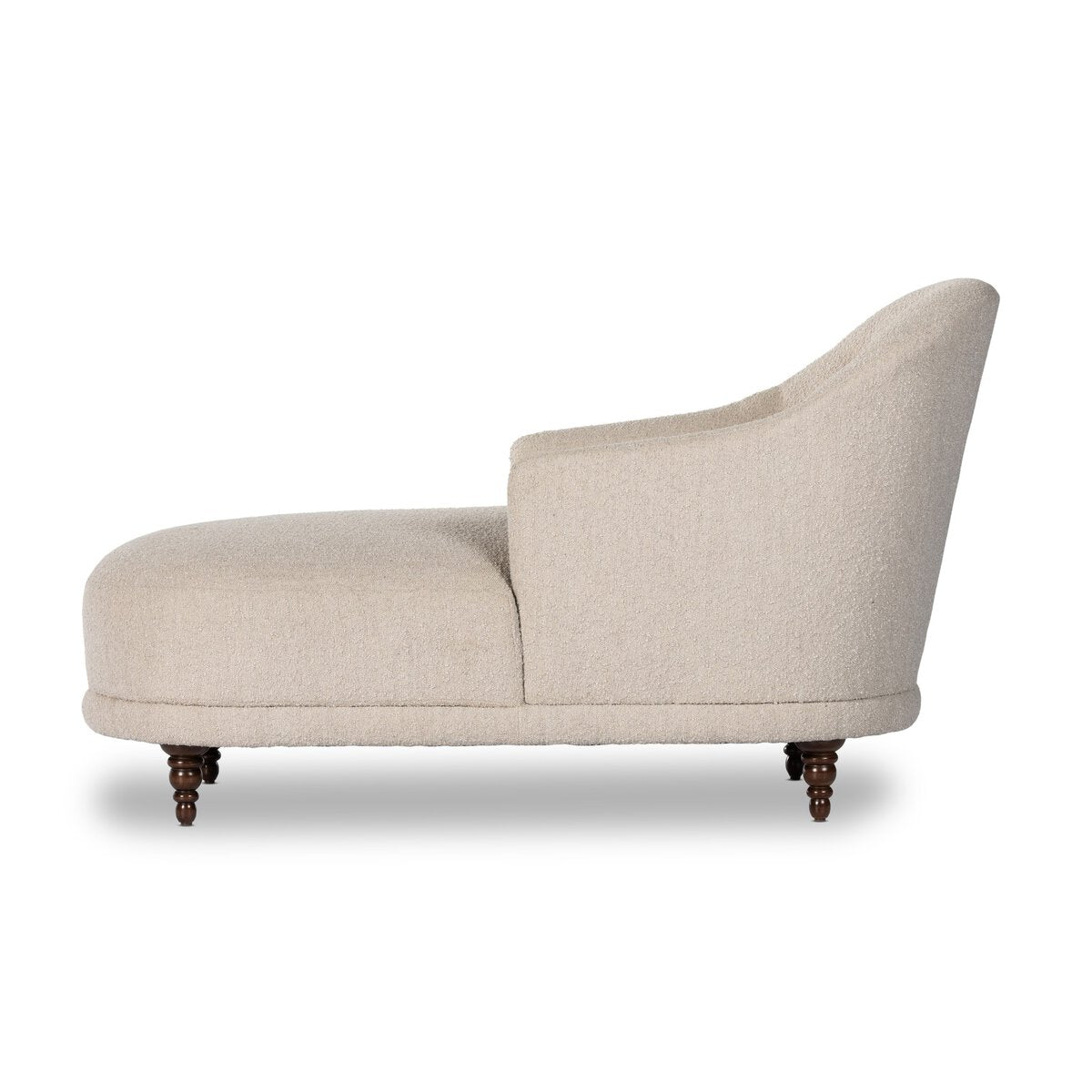 Tufted Chaise with Turned Wood Legs